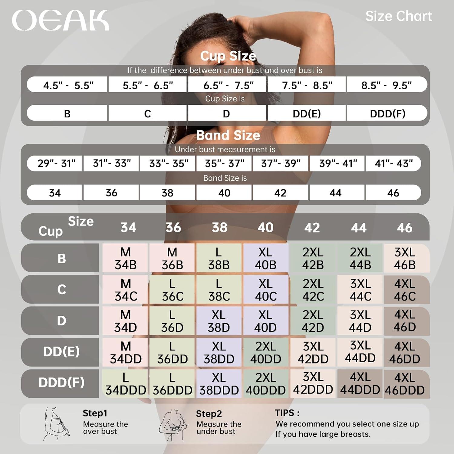 imageOEAK Womens Wireless Bras Supportive Coffee ampamp Strapless Bandeau Bras Non Slip Black M