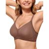 imageOEAK Women Seamless Bra No Underwire Push Up Anti Sagging Bralettes Everyday Tshirt Supportive Racerback Bra Coffee 2XL