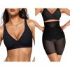 imageOEAK Womens Deep V Bras Wireless ampamp Tummy Control Shapewear SuperPower Black XL