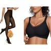 imageOEAK Womens Fleece Lined Tights Fake Translucent Pantyhose Womens Wireless Bras V Mesh Comfortable Bralette Supportive Tshirt Bra No Underwire Fake Translucent Black 300g 2XL  XL