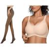 imageOEAK Womens Fleece Lined Tights Fake Translucent Pantyhose Womens Wireless Bras V Mesh Comfortable Bralette Supportive Tshirt Bra No Underwire Fake Translucent Coffee 80g 2XL  Nude XL