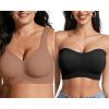 imageOEAK Womens Wireless Bras Supportive Coffee ampamp Strapless Bandeau Bras Non Slip Black M