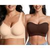 imageOEAK Womens Wireless Bras Supportive Nude ampamp Strapless Bandeau Bras Non Slip Chocolate M