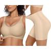 imageOEAK Womens Wireless Bras V Mesh Comfortable Semolina ampamp Tummy Control Shapewear Nude XL