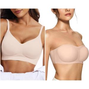 OEAK Push Up Bras + Bandeau Strapless Bra XL