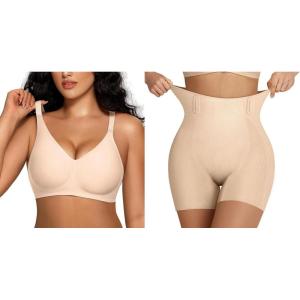 OEAK Women Tummy Control Shapewear Nude S+Buttery Soft Everyday Tshirt Bra Convertible Bra Nude S
