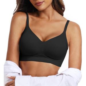 OEAK Womens Wireless Bras Comfortable Push Up Bra No Underwire Bra Full Support Lift Bralette Everyday Seamless Tshirt Bras 2XL Black