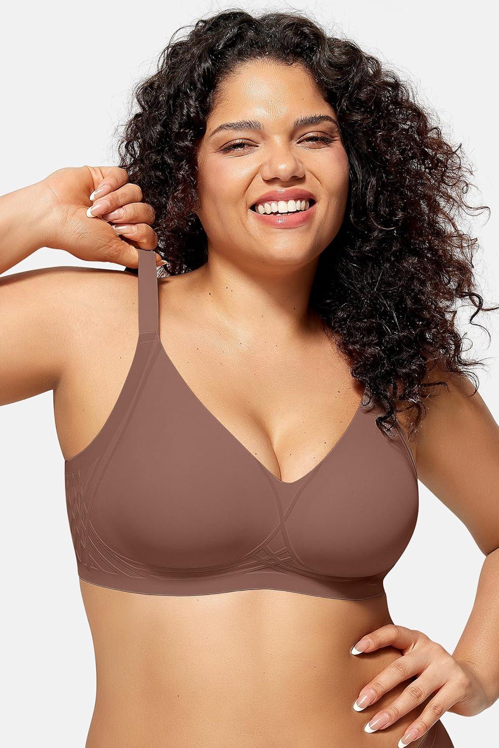 imageOEAK Women Seamless Bra No Underwire Push Up Anti Sagging Bralettes Everyday Supportive Racerback Bras 32A to 40D42BCoffee