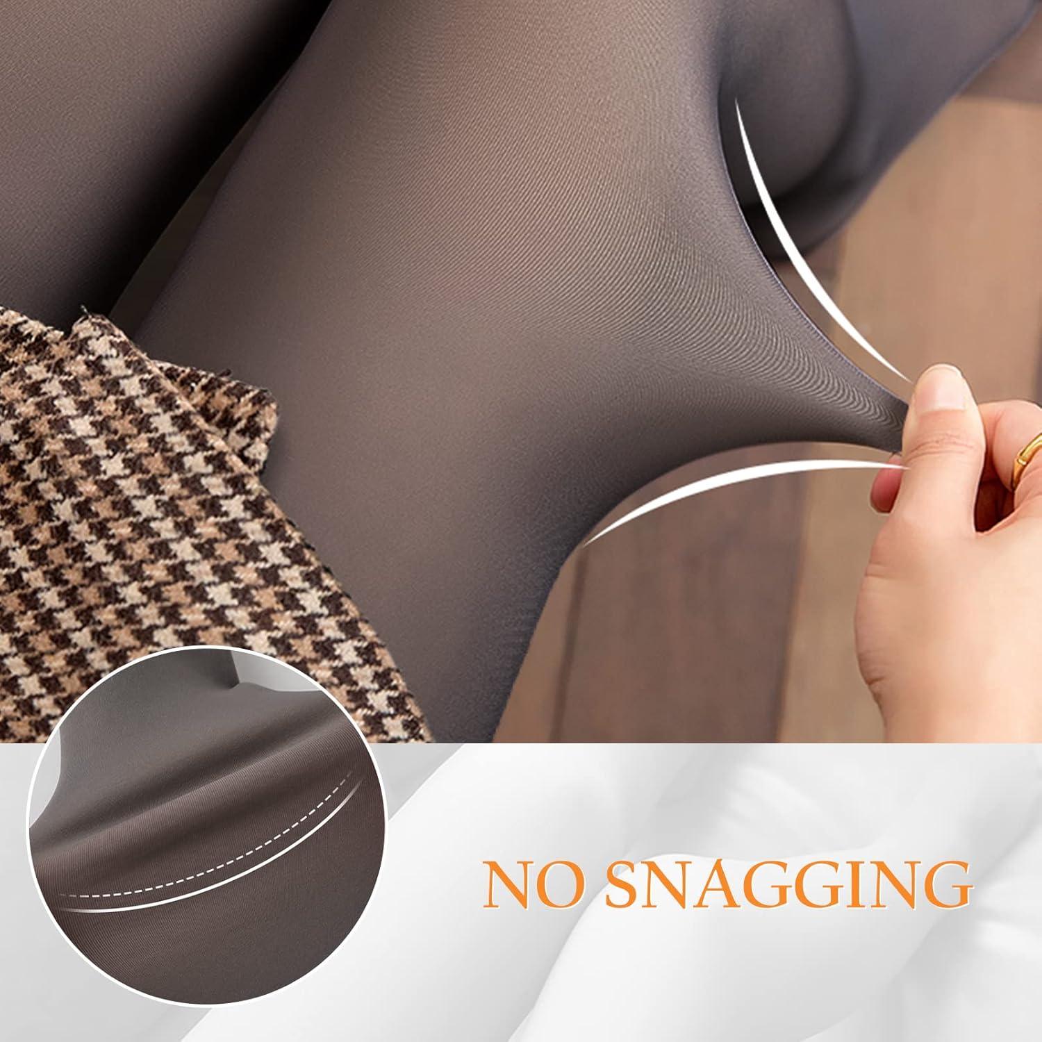 imageOEAK Womens Fleece Lined Tights Fake Translucent Pantyhose Womens Wireless Bras V Mesh Comfortable Bralette Supportive Tshirt Bra No Underwire Fake Translucent Coffee 220g 2XL Nude XL