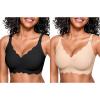 imageOEAK Womens Modern Scalloped No Underwire Sports Bra Full Coverage High Support Wire Free Adjustable Straps Black Size S