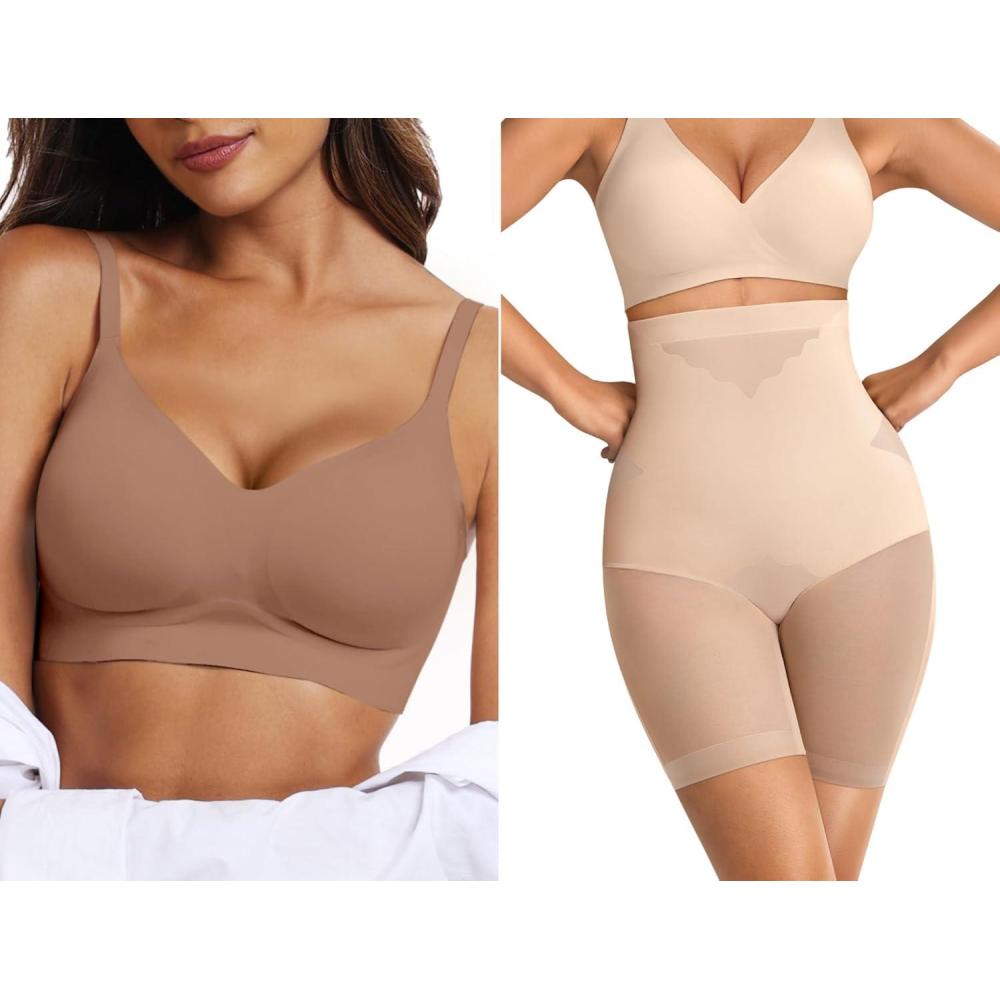 imageOEAK Womens Push Up Everyday Bras Coffee ampamp SuperPower Tummy Control Shapewear Nude XXL