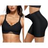 imageOEAK Womens Wireless Bras Scalloped ampamp Tummy Control Shapewear Seamless Black XXL