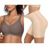 imageOEAK Womens Wireless Bras V Mesh Comfortable Grey ampamp Tummy Control Shapewear Nude L