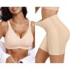 imageOEAK Womens Wireless Push Up Bras ampamp Tummy Control Shapewear Seamless Nude L