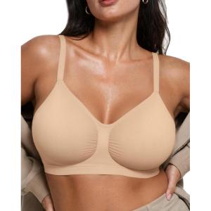 OEAK Bralettes for Women with Support Comfortable Wireless Bras Seamless Bralette No Underwire Bra Cute Everyday Tshirt Bras Nude L