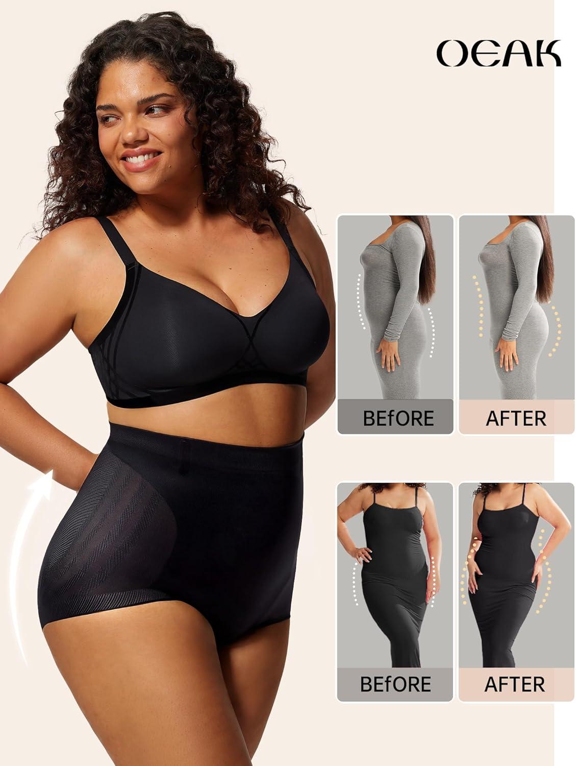 imageOEAK Womens Shapewear Tummy Control High Waisted Body Shaper Panties Underwear Seamless Shorts ampamp Briefs Girdle Shapewear