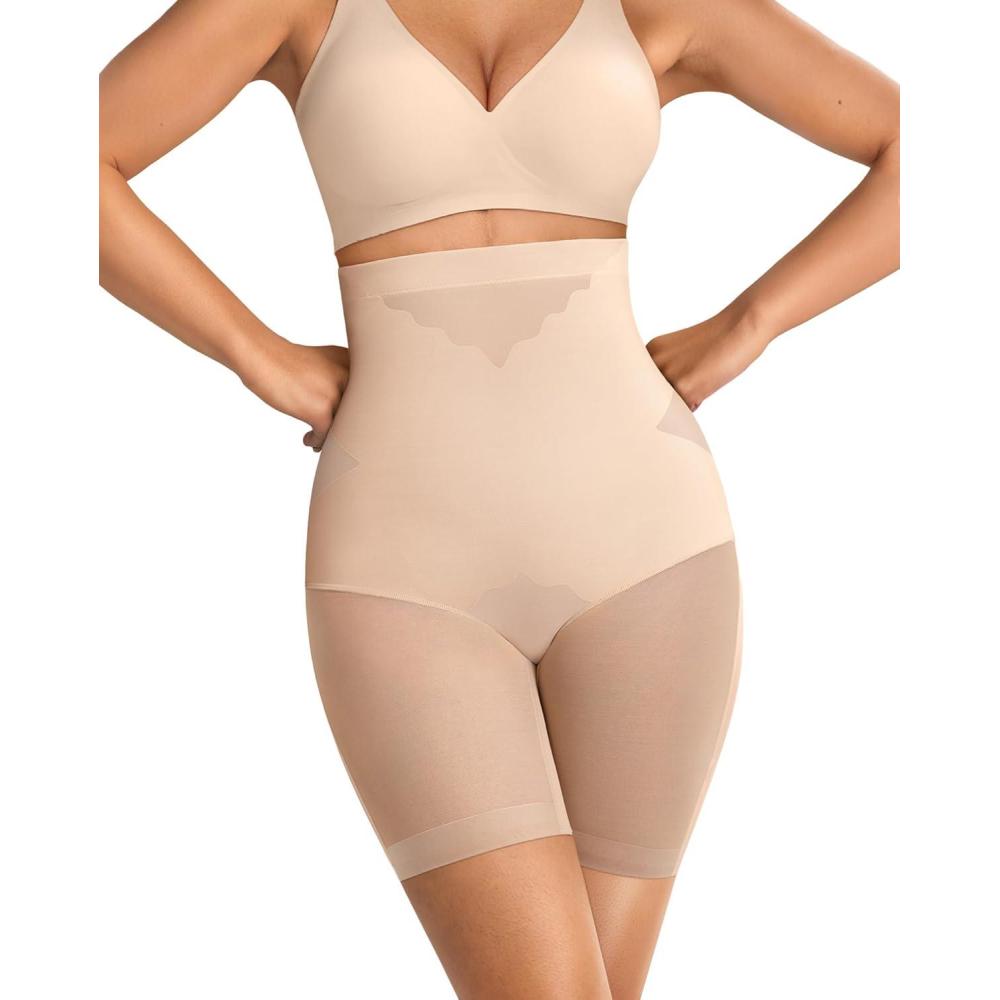 imageOEAK Womens Tummy Control Shapewear SuperPower High Waisted Butt Lift girdles Body Shaper Thigh Slimmer Seamless Shapewear Nude XL