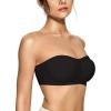 imageOEAK Womens Strapless Bras Push Up Bandeau Bra Non Slip Wireless Supportive Padded Bras Seamless Comfortable Tube Bra Large Black