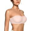 imageOEAK Womens Strapless Bras Push Up Bandeau Bra Non Slip Wireless Supportive Padded Bras Seamless Comfortable Tube Bra Nude Skin M