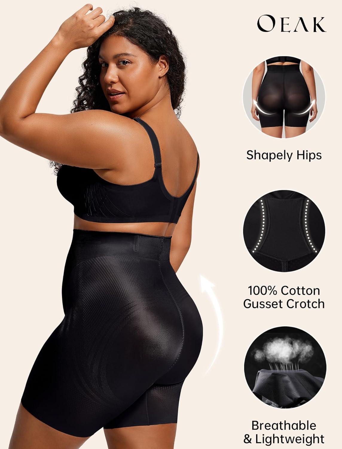 imageOEAK Womens Shapewear Tummy Control High Waisted Body Shaper Panties Underwear Seamless Shorts ampamp Briefs Girdle ShapewearBlack Shorts