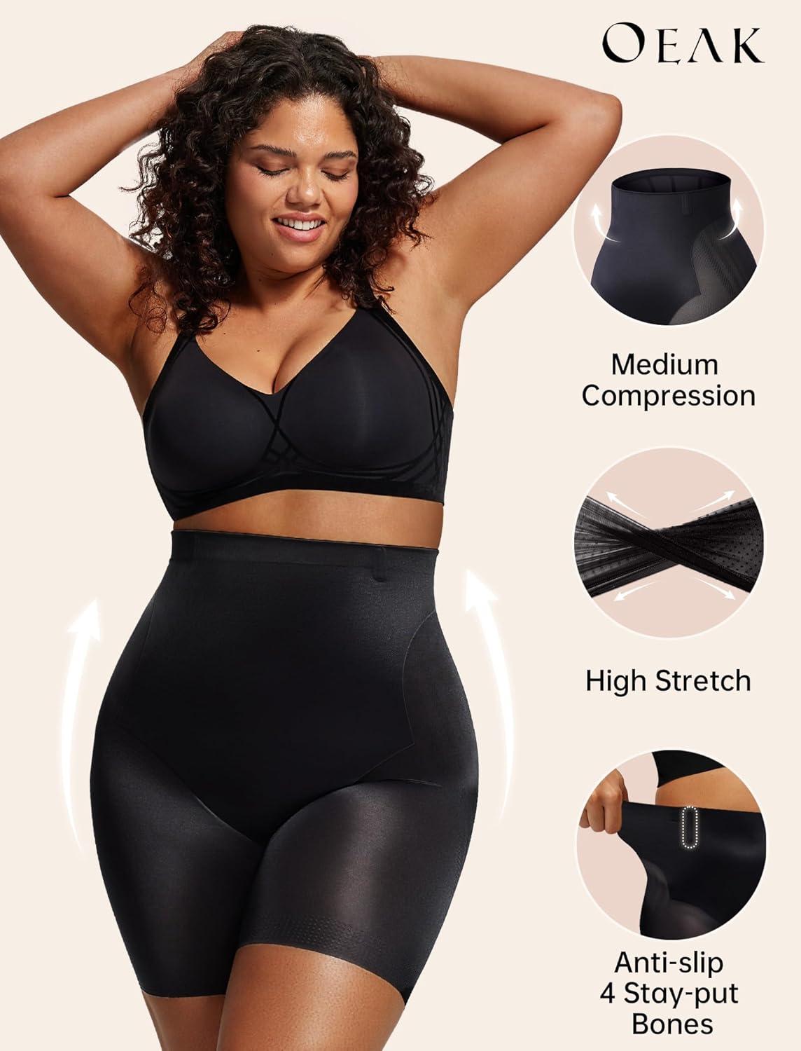 imageOEAK Womens Shapewear Tummy Control High Waisted Body Shaper Panties Underwear Seamless Shorts ampamp Briefs Girdle ShapewearBlack Shorts