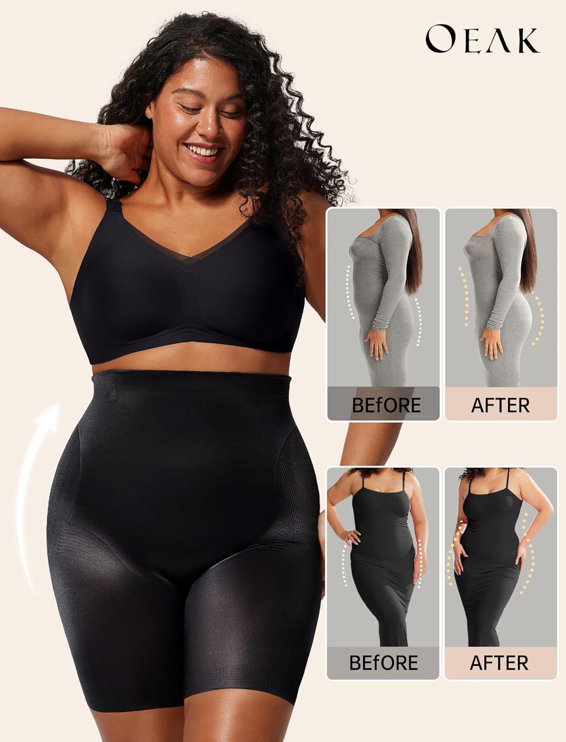 imageOEAK Womens Shapewear Tummy Control High Waisted Body Shaper Panties Underwear Seamless Shorts ampamp Briefs Girdle ShapewearBlack Shorts