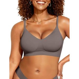 OEAK Womens Wireless Bras Comfortable Push Up Bra No Underwire Bra Full Support Lift Bralette Everyday Seamless Tshirt Bras(Grey)
