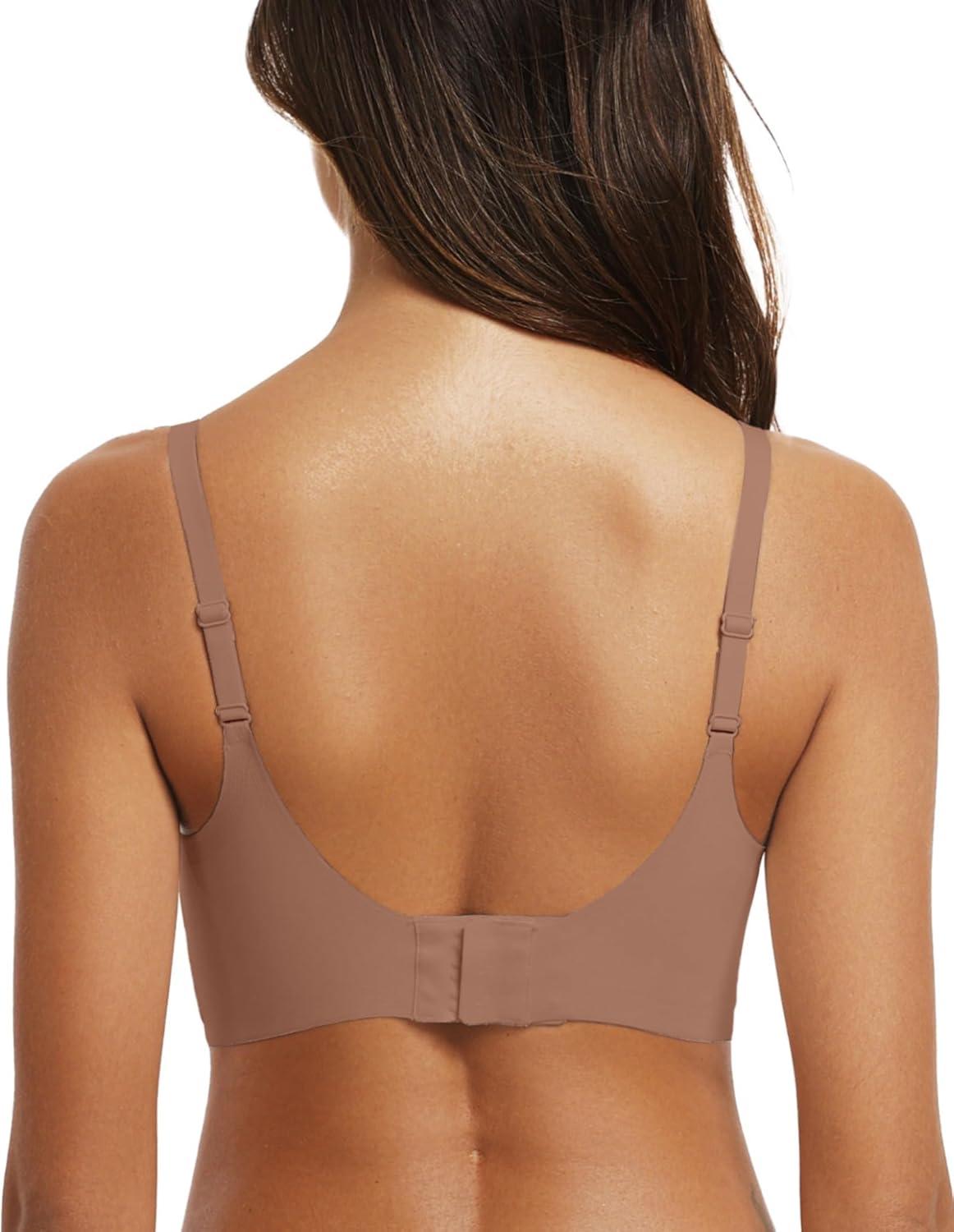 imageOEAK Womens Wireless Jelly Bras Comfortable Push Up Bra No Underwire Gel Bra Full Support Lift Everyday Seamless Tshirt Bras Coffee L
