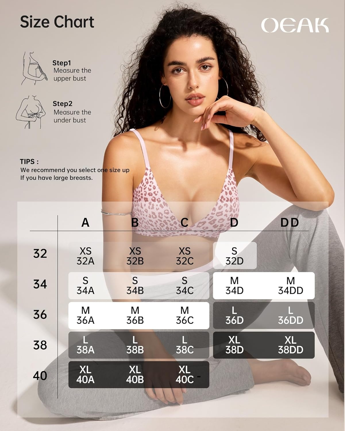 imageOEAK Womens Comfortable Triangle Bras No Underwire Sexy Plunge Unlined Bralette Pull On Bra Seamless Everyday Tshirt BrasPink Leopard