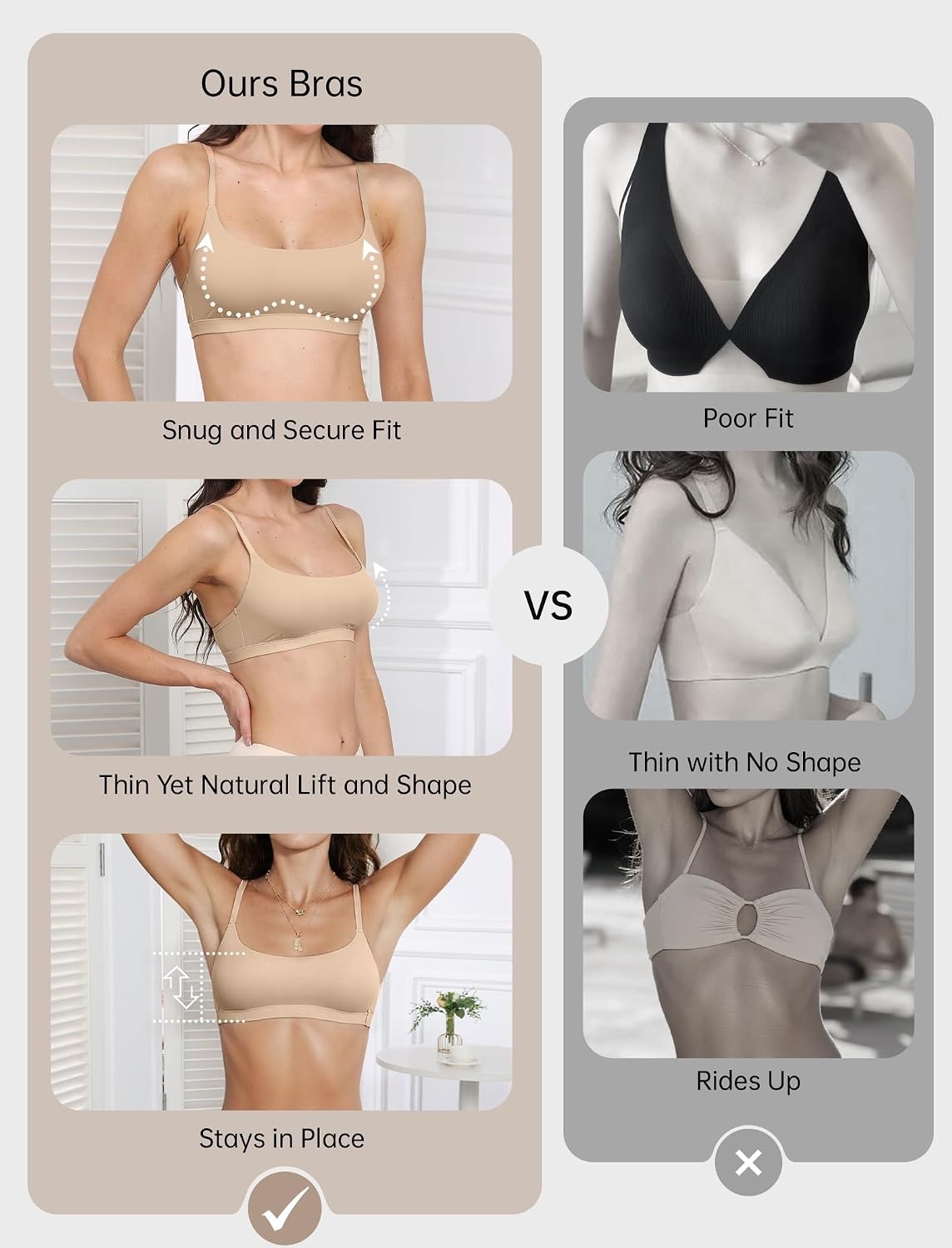 image:imageOEAK Women Unlined Cami Bra Wireless Pull On Seamless Comfortable BraletteBeige
