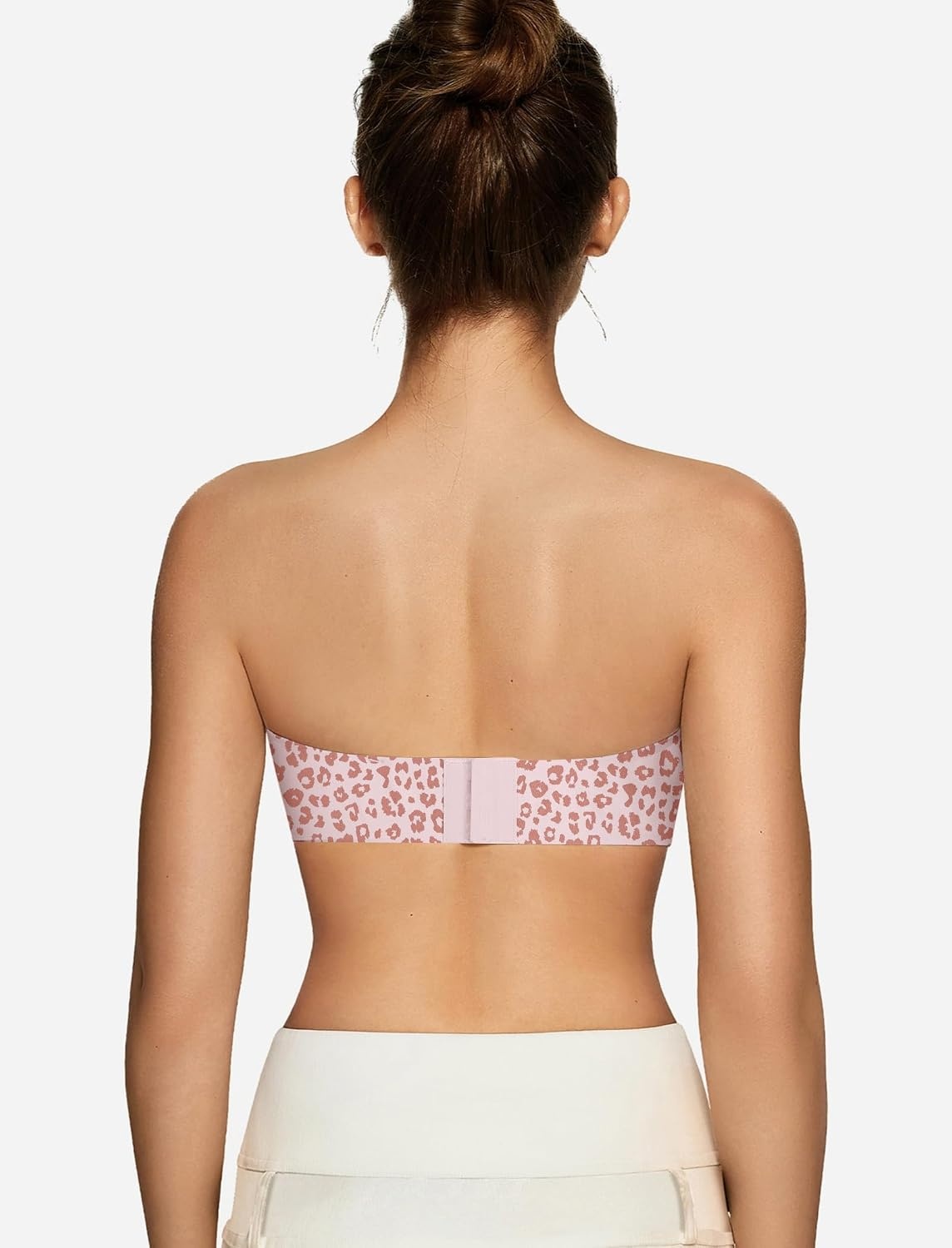 image:imageOEAK Womens Strapless Jelly Bras Push Up Padded Bandeau Wireless Half Bra no underwirecomfortableno showSeamlessnon slipinvisiblesupportivetube brahalf brasmall breastsgelLeopard Pink