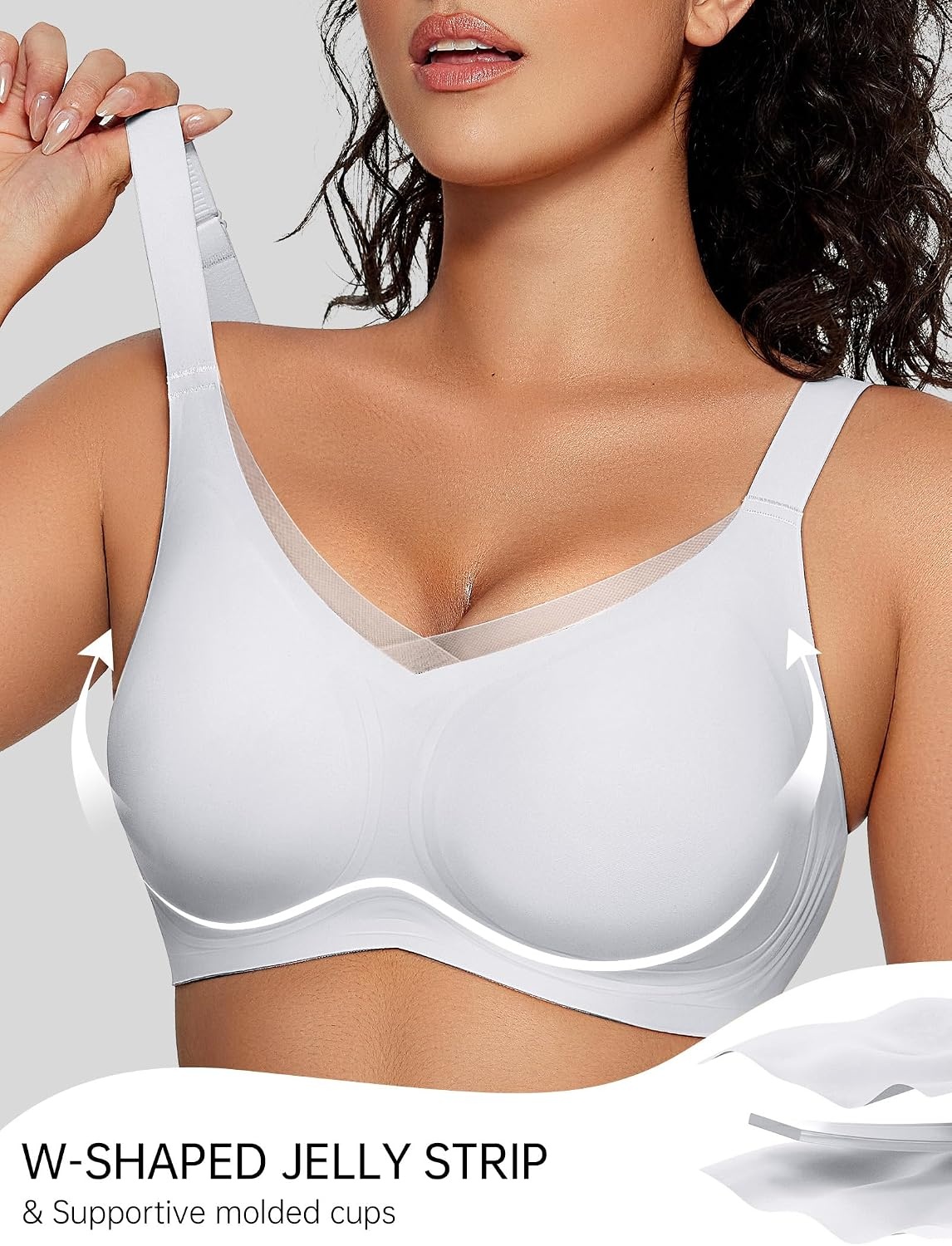 image:imageOEAK Women Wireless Jelly Bra Supportive Full Coverage Plus BrasLight Grayish Blue