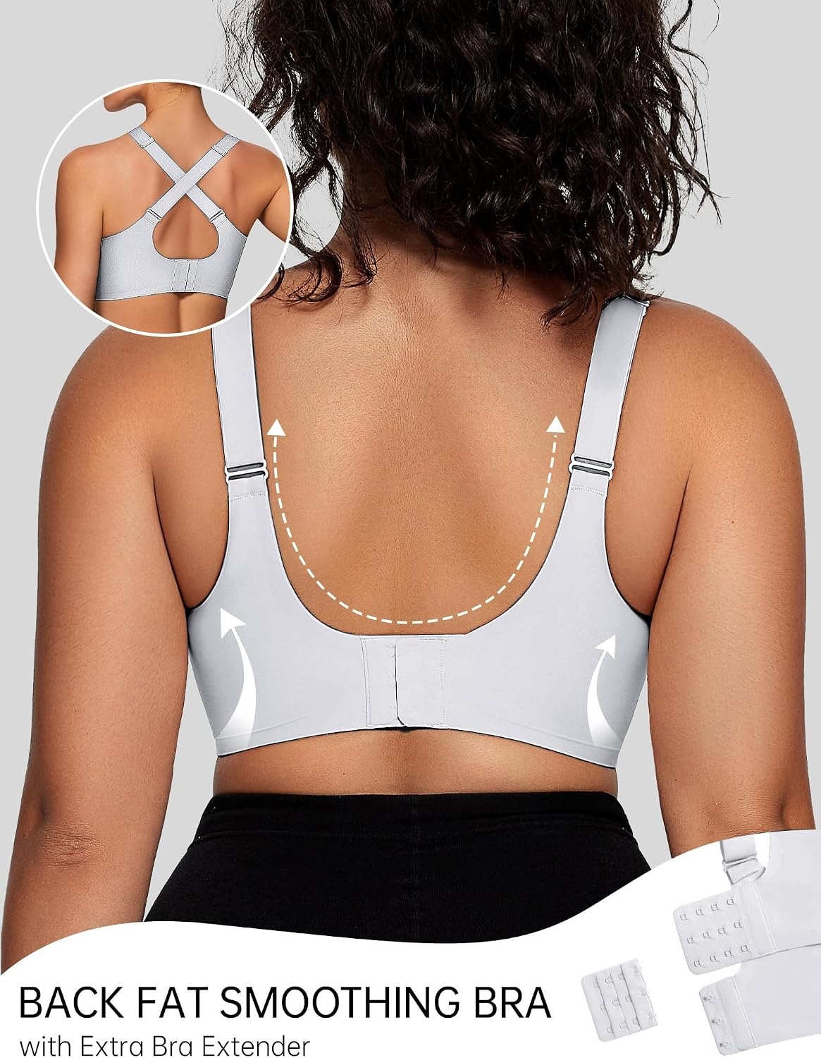 image:imageOEAK Women Wireless Jelly Bra Supportive Full Coverage Plus BrasLight Grayish Blue