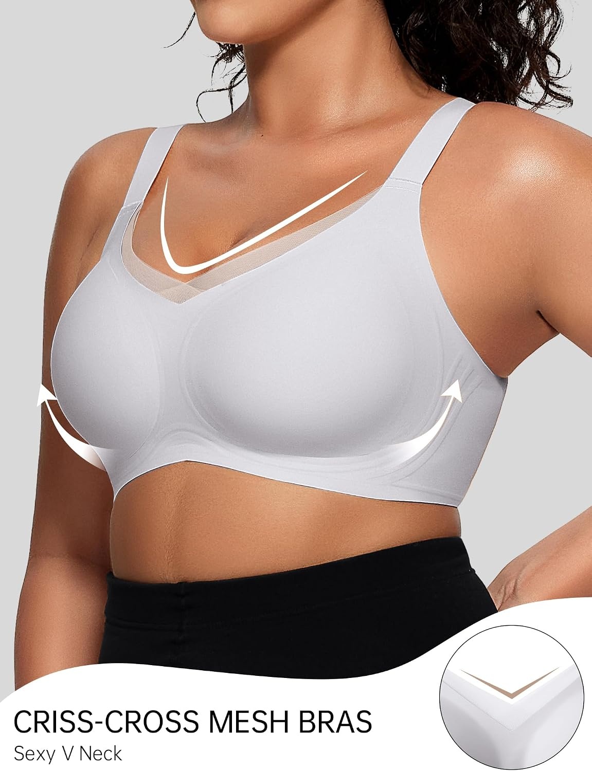 image:imageOEAK Women Wireless Jelly Bra Supportive Full Coverage Plus BrasLight Grayish Blue