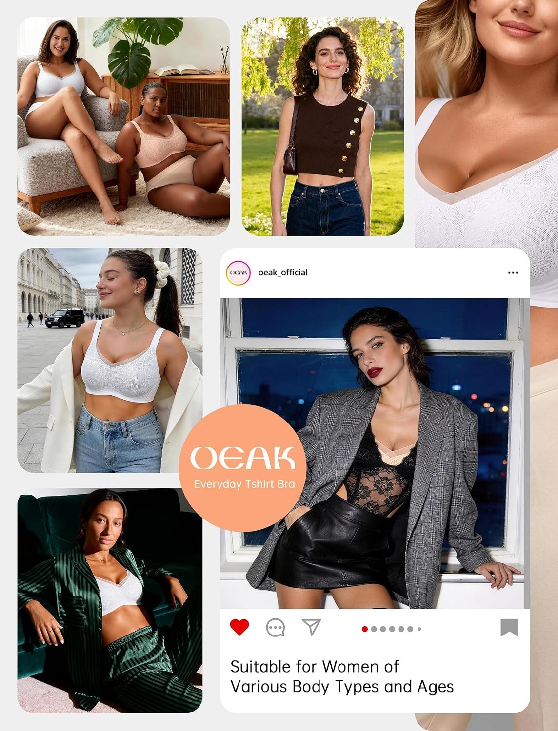 image:imageOEAK Women Wireless Jelly Bra Supportive Full Coverage Plus BrasWhite Lace