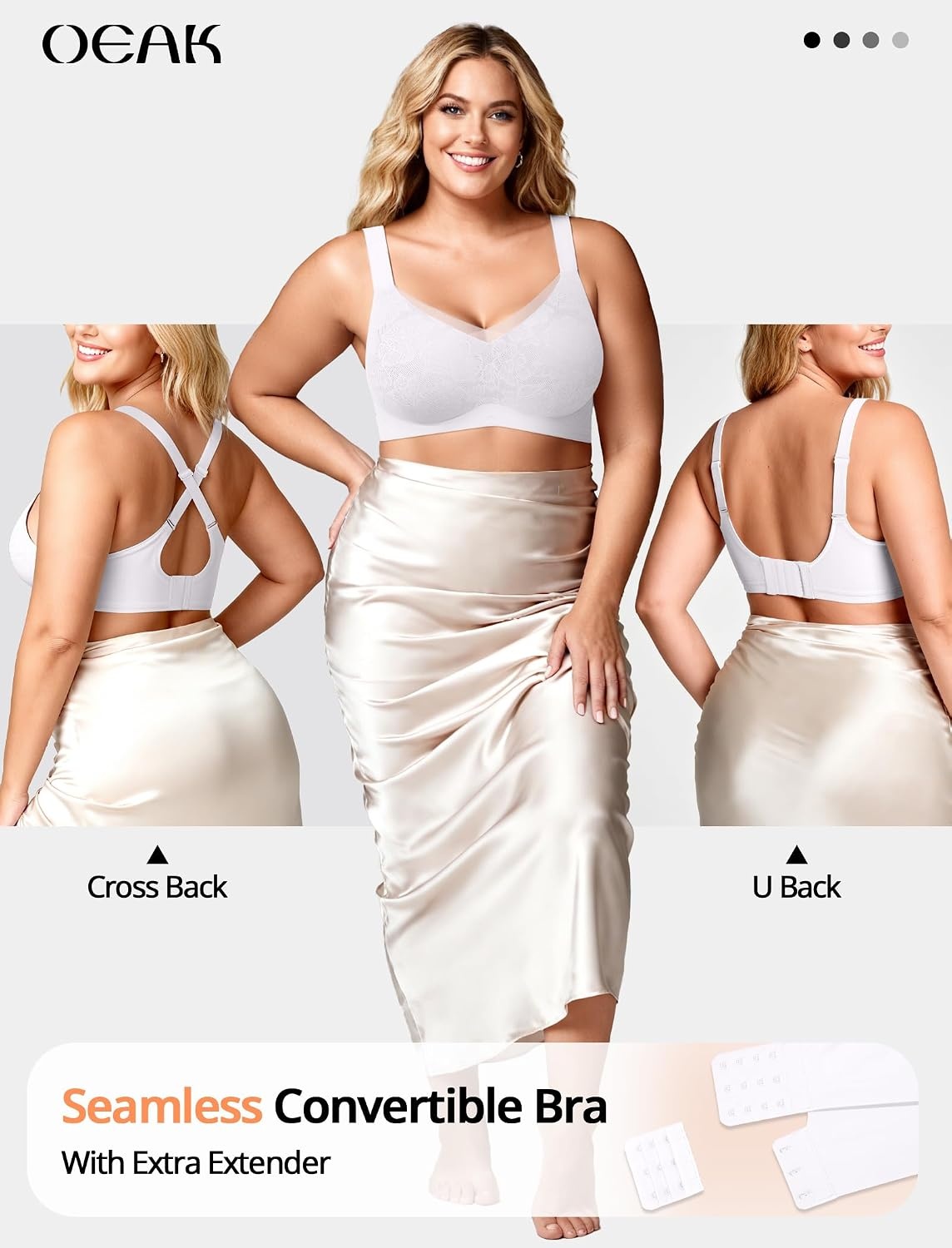 image:imageOEAK Women Wireless Jelly Bra Supportive Full Coverage Plus BrasWhite Lace